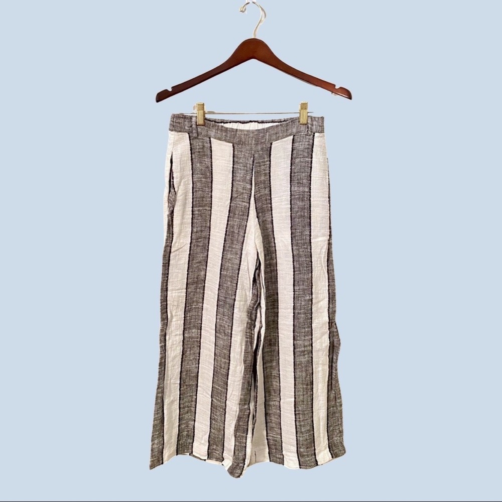 Beige by eci Striped Wide Leg Cropped Pants
